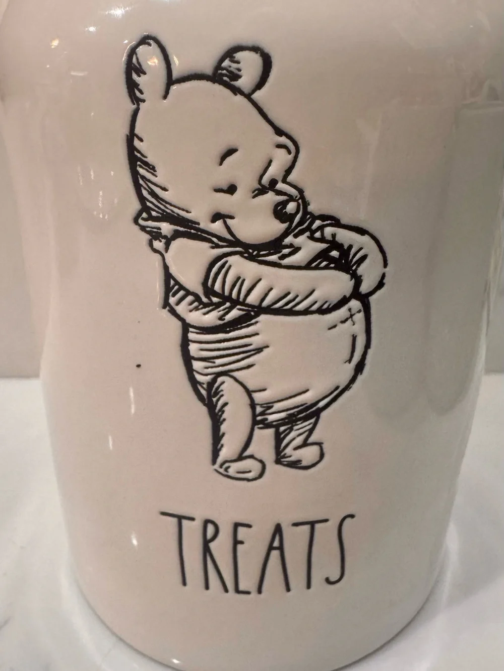 Rae Dunn Disney Winnie The Pooh Cookie Jar/Canister w/Pooh “Treats” New